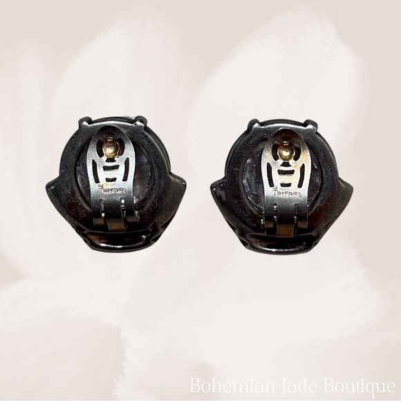 Trifari Alfred Philippe Jelly Belly Antique Sterling Sliver Clip On Earrings - Picture 2 of 4